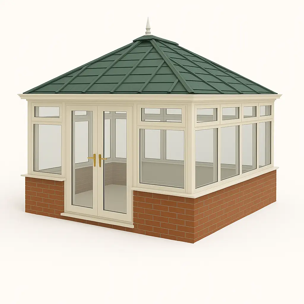 Edwardian Conservatory (Cream Frame with Green Tiled Roof)