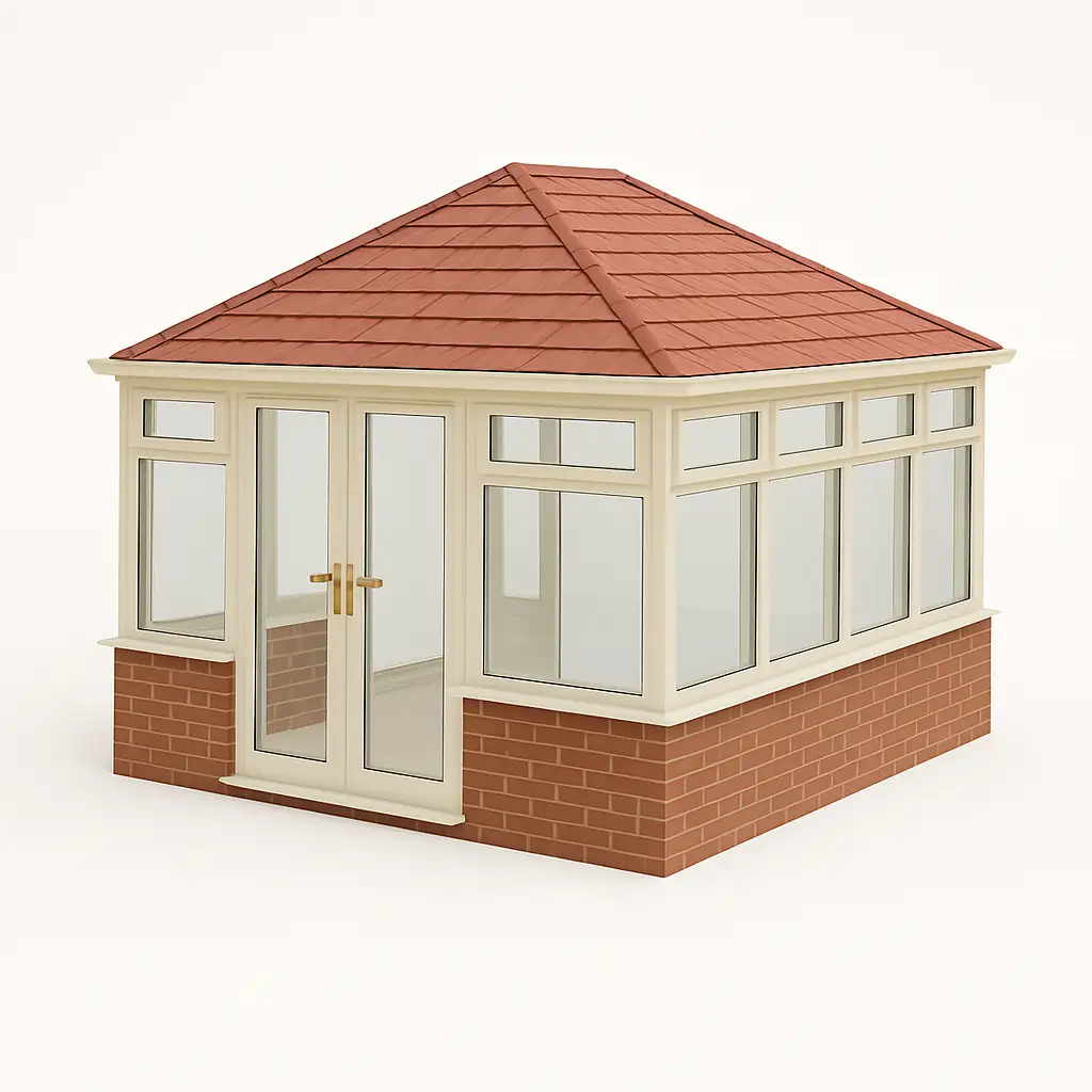 Edwardian Conservatory (Cream Frame with Red Tiled Roof)