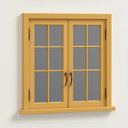 French Casement Window with Colonial Grid (Golden Oak Frame)