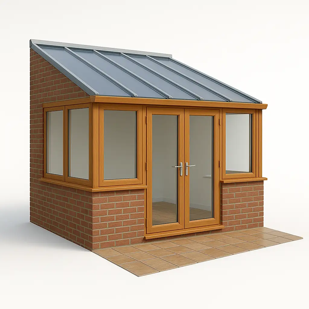 Lean-to Conservatory (Golden Oak Frame)