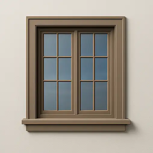 Modern Grid Casement Window (Taupe Frame)