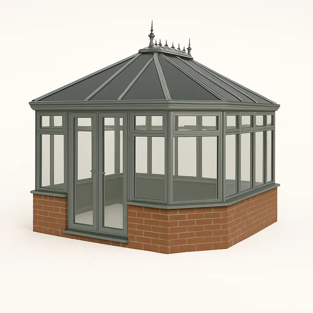 Victorian Conservatory (Grey Frame, Large Cresting)